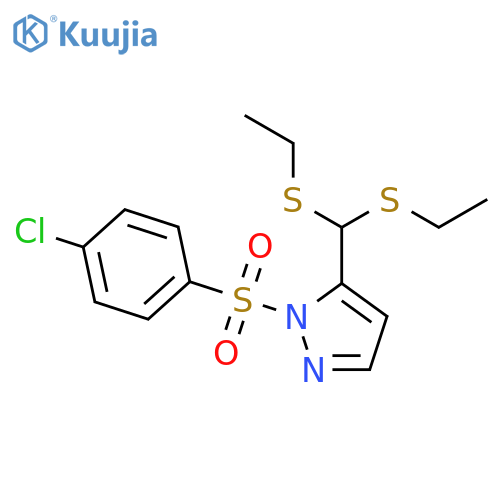 5-[bis(ethylsulfanyl)methyl]-1-(4-chlorobenzenesulfonyl)-1H-pyrazole structure