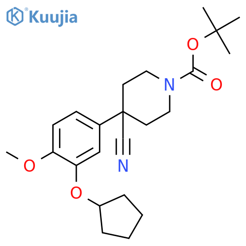 1-Boc-4-cyano-4-[3-(cyclopentyloxy)-4-methoxyphenyl]-piperidine structure