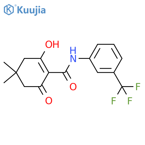 1-Cyclohexene-1-carboxamide, 2-hydroxy-4,4-dimethyl-6-oxo-N-[3-(trifluoromethyl)phenyl]- structure