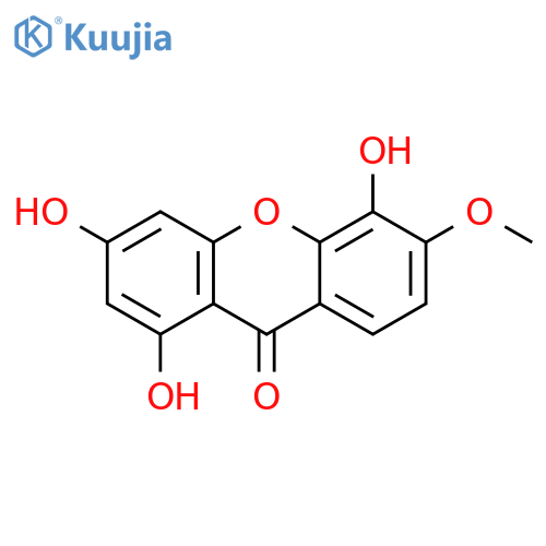 1,3,5-trihydroxy-6-methoxy-xanthen-9-one structure