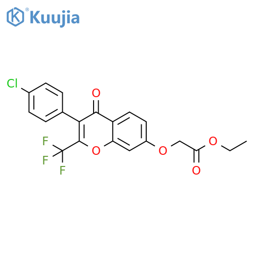 ethyl 2-{3-(4-chlorophenyl)-4-oxo-2-(trifluoromethyl)-4H-chromen-7-yloxy}acetate structure