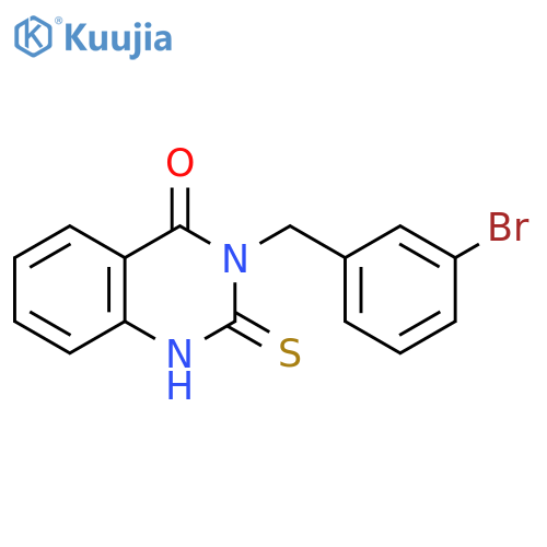 3-(3-bromophenyl)methyl-2-sulfanylidene-1,2,3,4-tetrahydroquinazolin-4-one structure