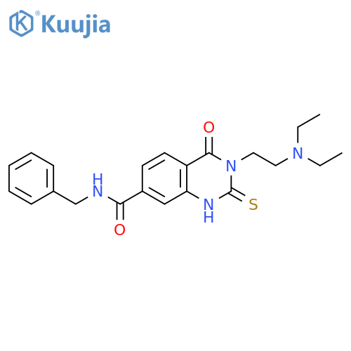 N-benzyl-3-2-(diethylamino)ethyl-4-oxo-2-sulfanylidene-1,2,3,4-tetrahydroquinazoline-7-carboxamide structure