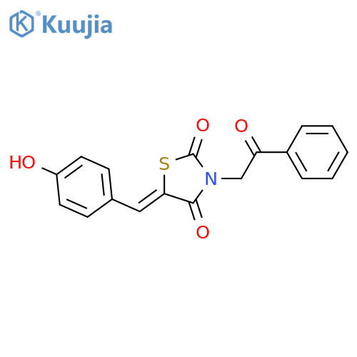 (5Z)-5-(4-hydroxyphenyl)methylidene-3-(2-oxo-2-phenylethyl)-1,3-thiazolidine-2,4-dione structure