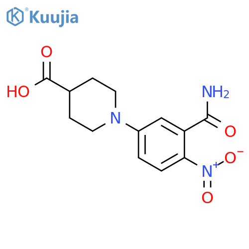 1-3-(Aminocarbonyl)-4-Nitrophenyl-4-Piperidinecarboxylic Acid structure