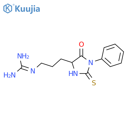2-[3-(5-oxo-1-phenyl-2-sulfanylideneimidazolidin-4-yl)propyl]guanidine structure