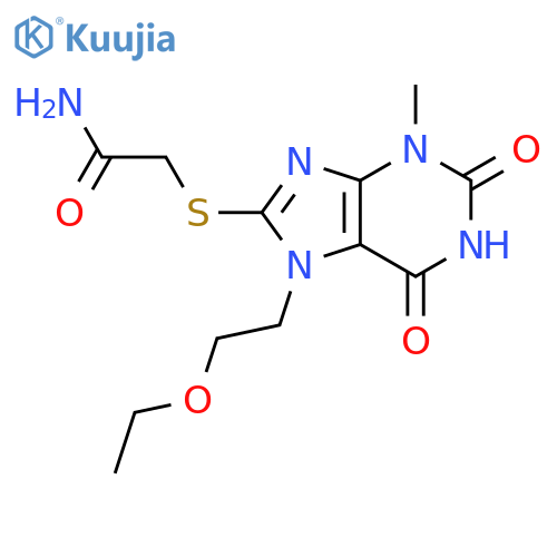 2-{7-(2-ethoxyethyl)-3-methyl-2,6-dioxo-2,3,6,7-tetrahydro-1H-purin-8-ylsulfanyl}acetamide structure