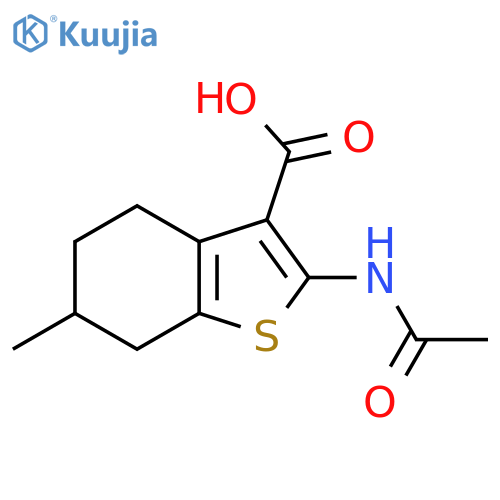 2-acetamido-6-methyl-4,5,6,7-tetrahydro-1-benzothiophene-3-carboxylic acid structure