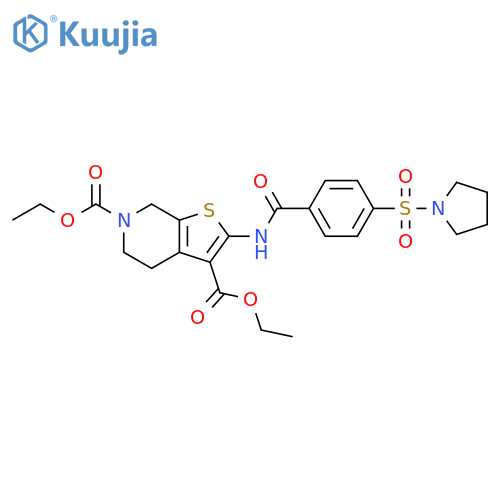 3,6-diethyl 2-4-(pyrrolidine-1-sulfonyl)benzamido-4H,5H,6H,7H-thieno2,3-cpyridine-3,6-dicarboxylate structure