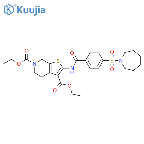 3,6-diethyl 2-4-(azepane-1-sulfonyl)benzamido-4H,5H,6H,7H-thieno2,3-cpyridine-3,6-dicarboxylate structure