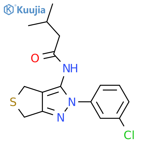 N-2-(3-chlorophenyl)-2H,4H,6H-thieno3,4-cpyrazol-3-yl-3-methylbutanamide structure