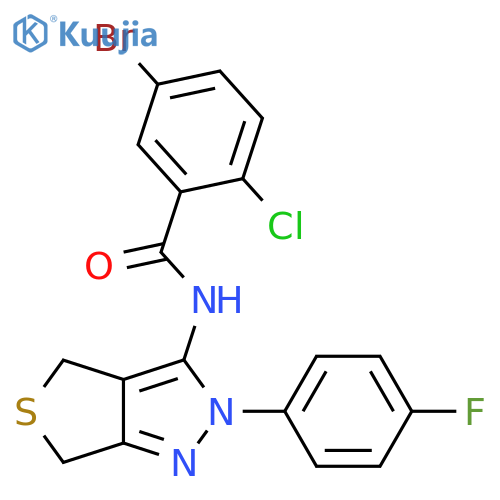 5-bromo-2-chloro-N-2-(4-fluorophenyl)-2H,4H,6H-thieno3,4-cpyrazol-3-ylbenzamide structure