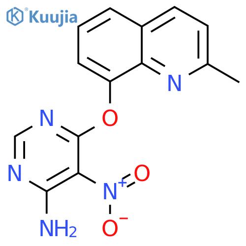 6-(2-methylquinolin-8-yl)oxy-5-nitropyrimidin-4-amine structure