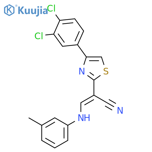 (2E)-2-4-(3,4-dichlorophenyl)-1,3-thiazol-2-yl-3-(3-methylphenyl)aminoprop-2-enenitrile structure