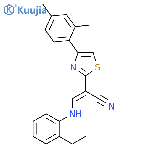 (2E)-2-4-(2,4-dimethylphenyl)-1,3-thiazol-2-yl-3-(2-ethylphenyl)aminoprop-2-enenitrile structure