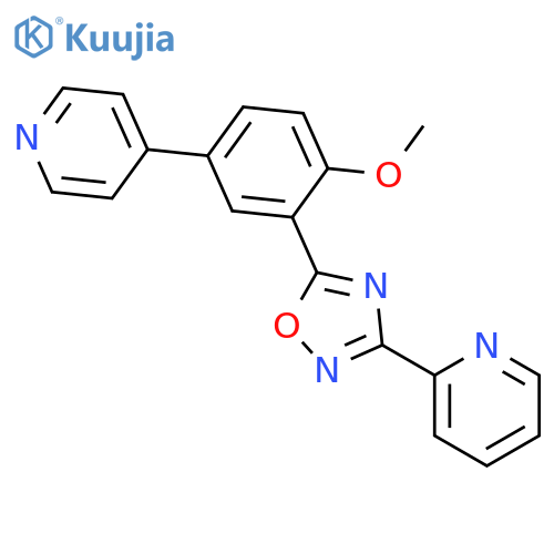 Pyridine, 2-[5-[2-methoxy-5-(4-pyridinyl)phenyl]-1,2,4-oxadiazol-3-yl]- structure