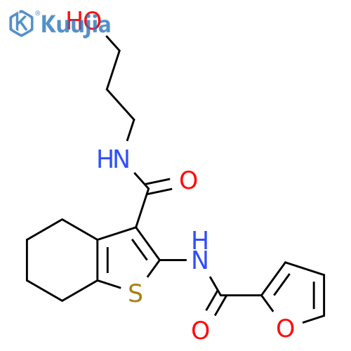 N-{3-[(3-hydroxypropyl)carbamoyl]-4,5,6,7-tetrahydro-1-benzothiophen-2-yl}furan-2-carboxamide structure