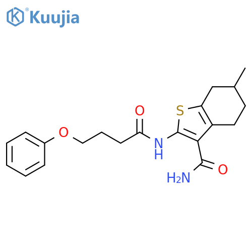 6-methyl-2-(4-phenoxybutanamido)-4,5,6,7-tetrahydro-1-benzothiophene-3-carboxamide structure