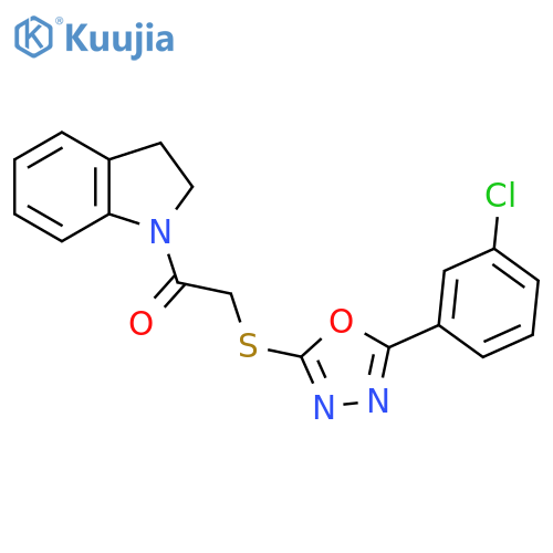 2-{5-(3-chlorophenyl)-1,3,4-oxadiazol-2-ylsulfanyl}-1-(2,3-dihydro-1H-indol-1-yl)ethan-1-one structure