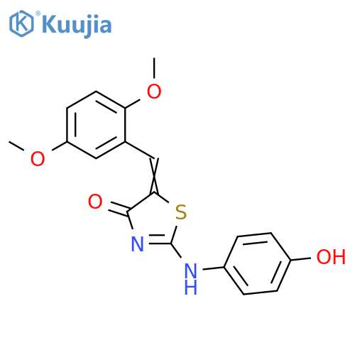 (2Z,5Z)-5-(2,5-dimethoxyphenyl)methylidene-2-(4-hydroxyphenyl)imino-1,3-thiazolidin-4-one structure