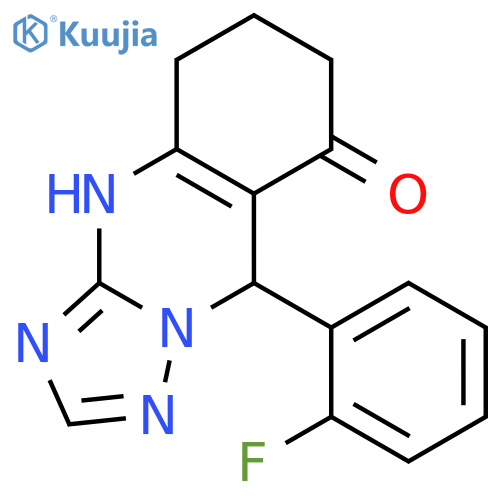 9-(2-fluorophenyl)-4H,5H,6H,7H,8H,9H-[1,2,4]triazolo[3,2-b]quinazolin-8-one structure