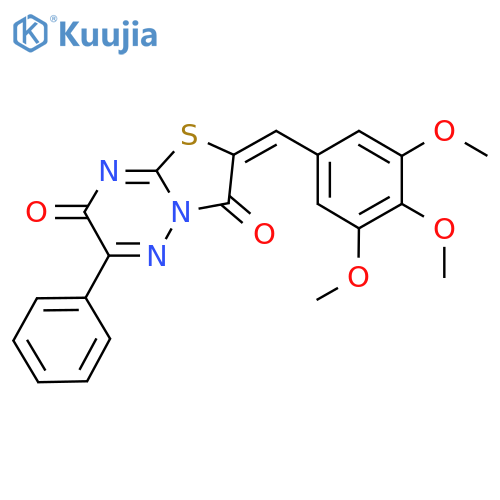 (2E)-6-phenyl-2-(3,4,5-trimethoxyphenyl)methylidene-2H,3H,7H-1,3thiazolo3,2-b1,2,4triazine-3,7-dione structure