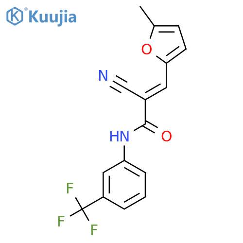 (E)-2-cyano-3-(5-methylfuran-2-yl)-N-[3-(trifluoromethyl)phenyl]prop-2-enamide structure