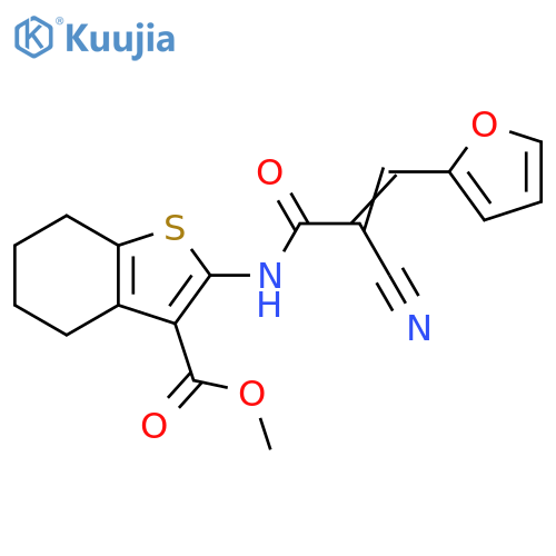 methyl 2-(2E)-2-cyano-3-(furan-2-yl)prop-2-enamido-4,5,6,7-tetrahydro-1-benzothiophene-3-carboxylate structure
