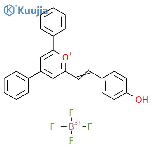 6-(1E)-2-(4-hydroxyphenyl)ethenyl-2,4-diphenyl-2H-pyran-2-ylium; tetrafluoroboranuide structure