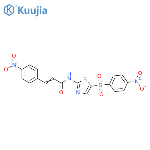 (2E)-N-5-(4-nitrobenzenesulfonyl)-1,3-thiazol-2-yl-3-(4-nitrophenyl)prop-2-enamide structure