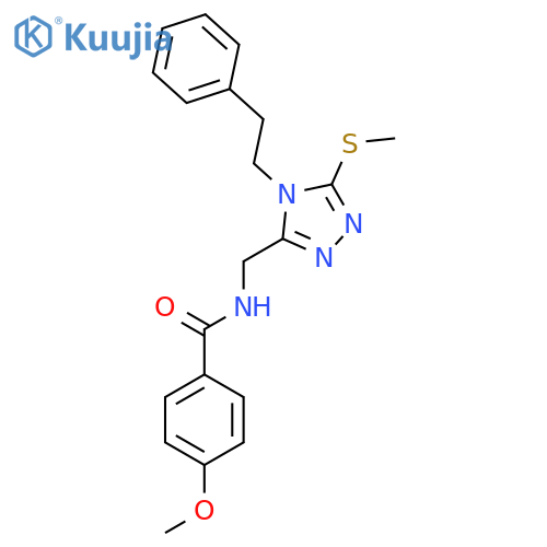 4-methoxy-N-{5-(methylsulfanyl)-4-(2-phenylethyl)-4H-1,2,4-triazol-3-ylmethyl}benzamide structure