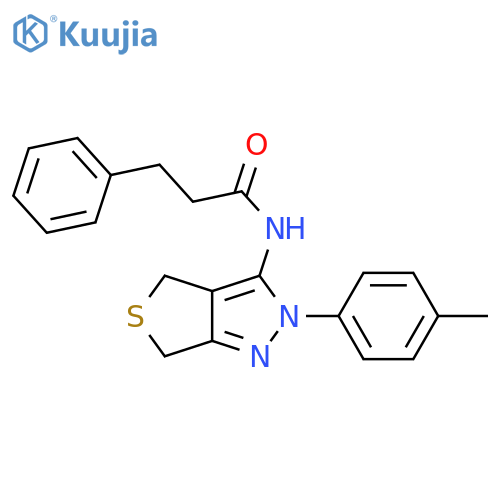 N-[2-(4-methylphenyl)-2H,4H,6H-thieno[3,4-c]pyrazol-3-yl]-3-phenylpropanamide structure