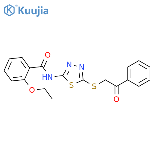 2-ethoxy-N-{5-(2-oxo-2-phenylethyl)sulfanyl-1,3,4-thiadiazol-2-yl}benzamide structure