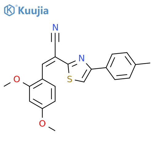 (2Z)-3-(2,4-dimethoxyphenyl)-2-4-(4-methylphenyl)-1,3-thiazol-2-ylprop-2-enenitrile structure