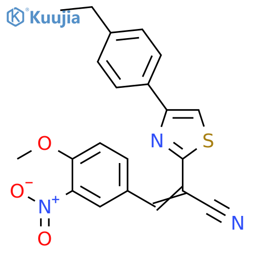 (2Z)-2-[4-(4-ethylphenyl)-1,3-thiazol-2-yl]-3-(4-methoxy-3-nitrophenyl)prop-2-enenitrile structure