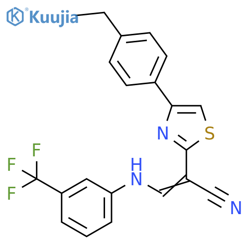 (2E)-2-4-(4-ethylphenyl)-1,3-thiazol-2-yl-3-{3-(trifluoromethyl)phenylamino}prop-2-enenitrile structure