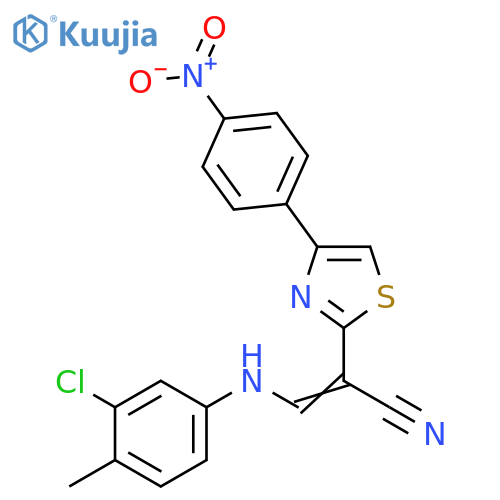 (2E)-3-(3-chloro-4-methylphenyl)amino-2-4-(4-nitrophenyl)-1,3-thiazol-2-ylprop-2-enenitrile structure