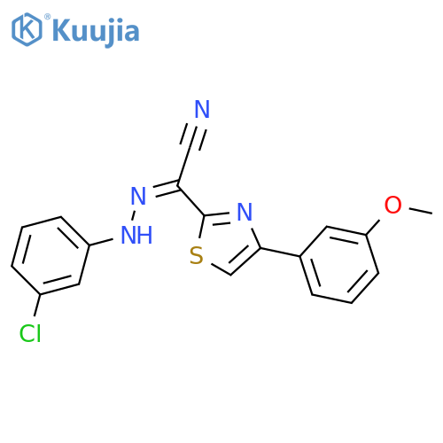 (Z)-N-(3-chlorophenyl)-4-(3-methoxyphenyl)-1,3-thiazole-2-carbohydrazonoyl cyanide structure