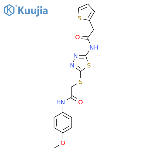 N-(4-methoxyphenyl)-2-({5-2-(thiophen-2-yl)acetamido-1,3,4-thiadiazol-2-yl}sulfanyl)acetamide structure