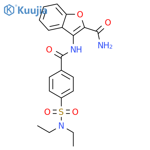 3-4-(diethylsulfamoyl)benzamido-1-benzofuran-2-carboxamide structure