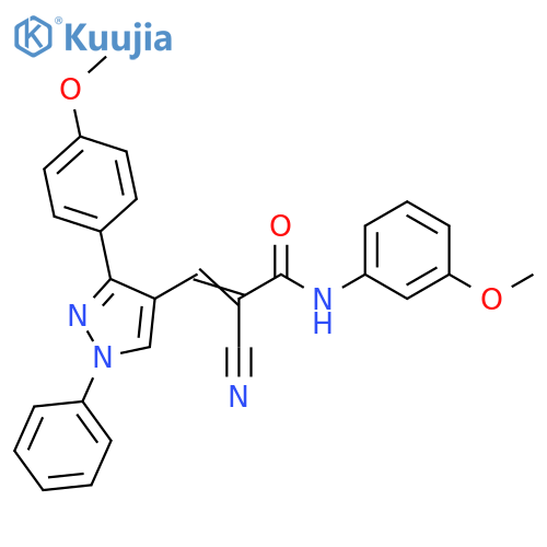 2-Cyano-N-(3-methoxyphenyl)-3-[3-(4-methoxyphenyl)-1-phenyl-1H-pyrazol-4-yl]-2-propenamide structure