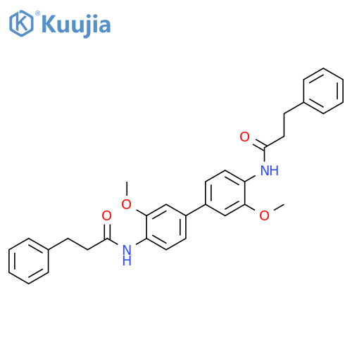 N-3,3'-dimethoxy-4'-(3-phenylpropanamido)-1,1'-biphenyl-4-yl-3-phenylpropanamide structure