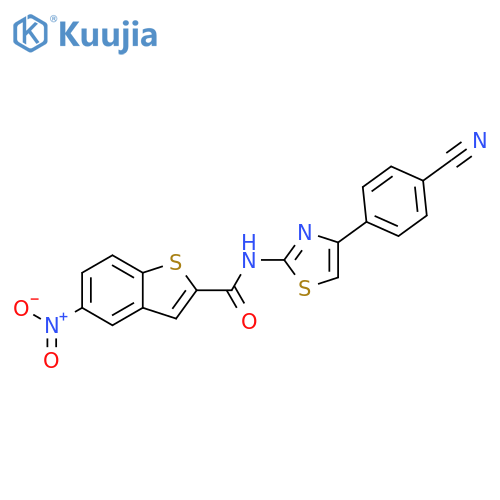 N-4-(4-cyanophenyl)-1,3-thiazol-2-yl-5-nitro-1-benzothiophene-2-carboxamide structure
