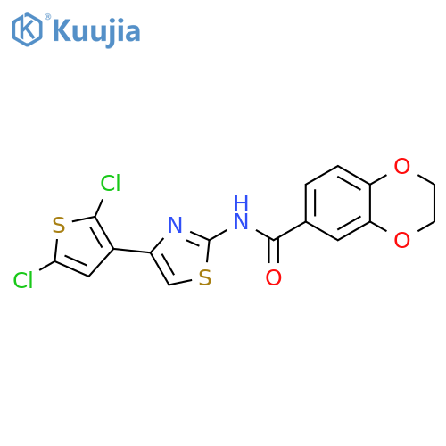 N-4-(2,5-dichlorothiophen-3-yl)-1,3-thiazol-2-yl-2,3-dihydro-1,4-benzodioxine-6-carboxamide structure