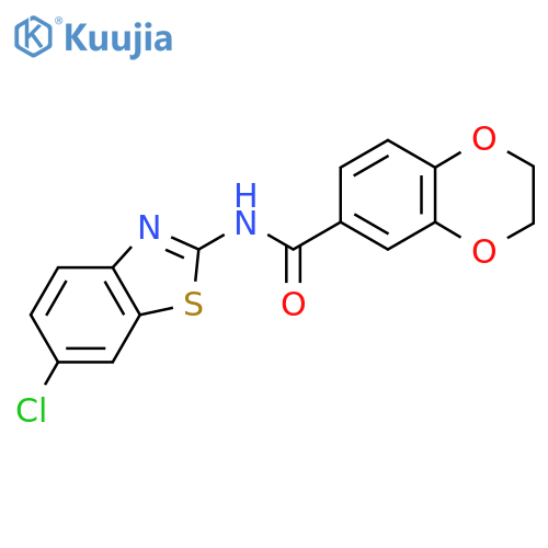 N-(6-chloro-1,3-benzothiazol-2-yl)-2,3-dihydro-1,4-benzodioxine-6-carboxamide structure