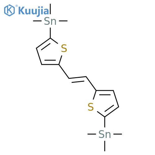 Stannane, [(1E)-1,2-ethenediyldi-5,2-thiophenediyl]bis[trimethyl- structure