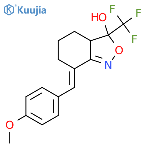 (7E)-7-(4-methoxyphenyl)methylidene-3-(trifluoromethyl)-3,3a,4,5,6,7-hexahydro-2,1-benzoxazol-3-ol structure
