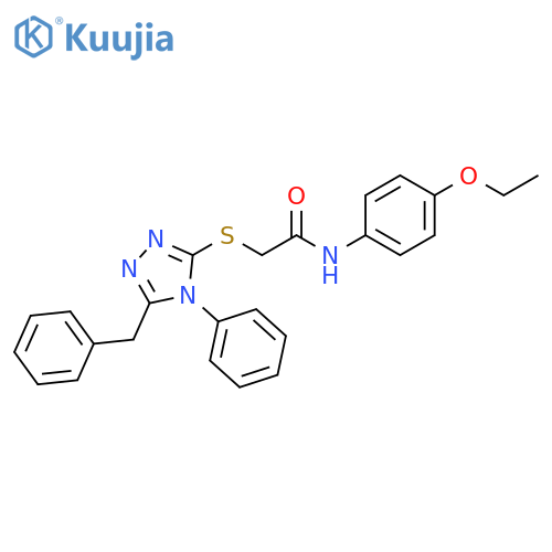 2-[(5-benzyl-4-phenyl-4H-1,2,4-triazol-3-yl)sulfanyl]-N-(4-ethoxyphenyl)acetamide structure