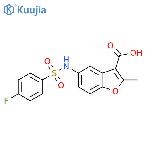 5-(4-fluorobenzenesulfonamido)-2-methyl-1-benzofuran-3-carboxylic acid structure