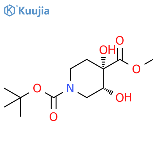 rac-1-tert-butyl 4-methyl (3R,4S)-3,4-dihydroxypiperidine-1,4-dicarboxylate structure